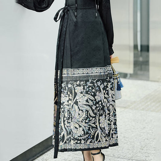 [BABA Series]★China Style Skirt★Maki Skirt, Hanfu Skirt, Women's, Improves Temperament, Black, Black