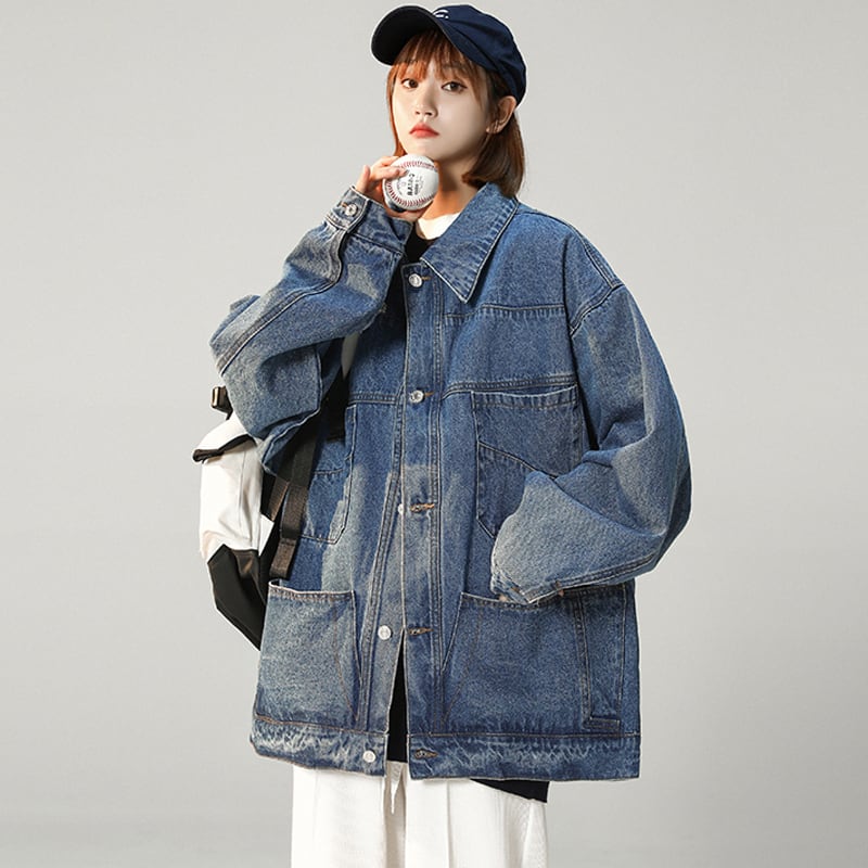 [CHAOMEICHEN Series] ★Jacket★ Outer Denim Jacket Unisex Men's Jeans Blue Blue