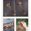 Load image into Gallery viewer, [Ome Anka Series]★China Hair Ornament★Hairpin Pair Coming of Age Ceremony Chinese Clothing Fringe Accessory Handmade Ornament Red Flower
