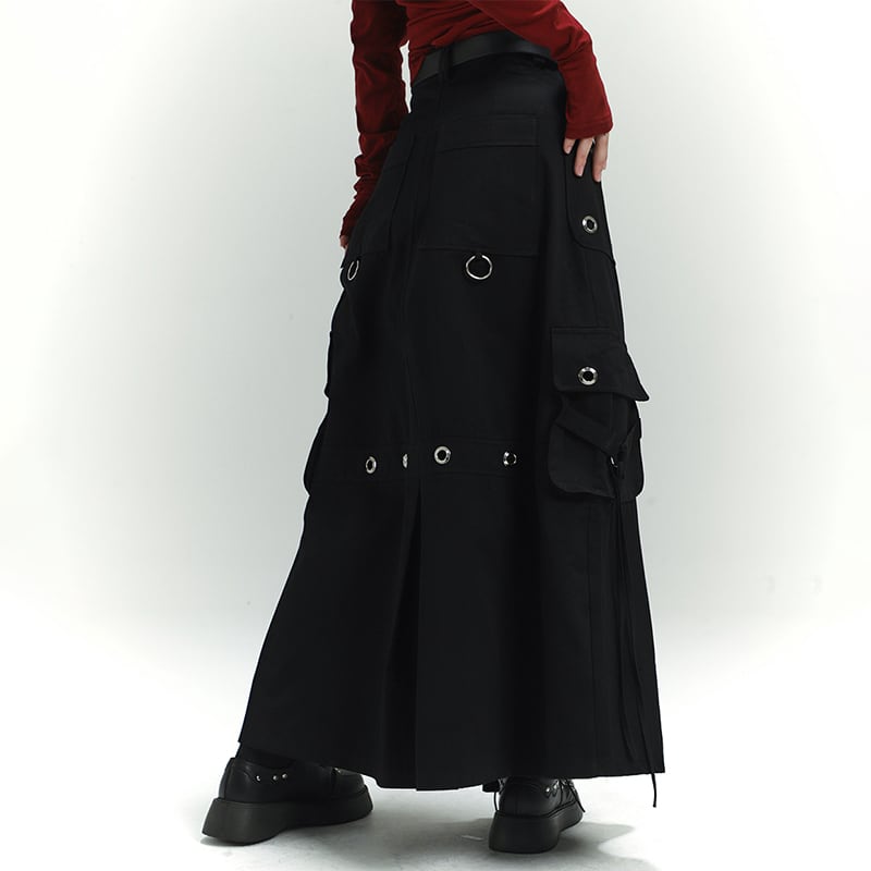 [LadyGhost Series]★Skirt★ Long skirt, slimming, casual, design, cool, black