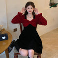 Load image into Gallery viewer, [Kodokuya Series] ★Dress★ Large size, slimming, fake layered, Christmas, New Year, red, black
