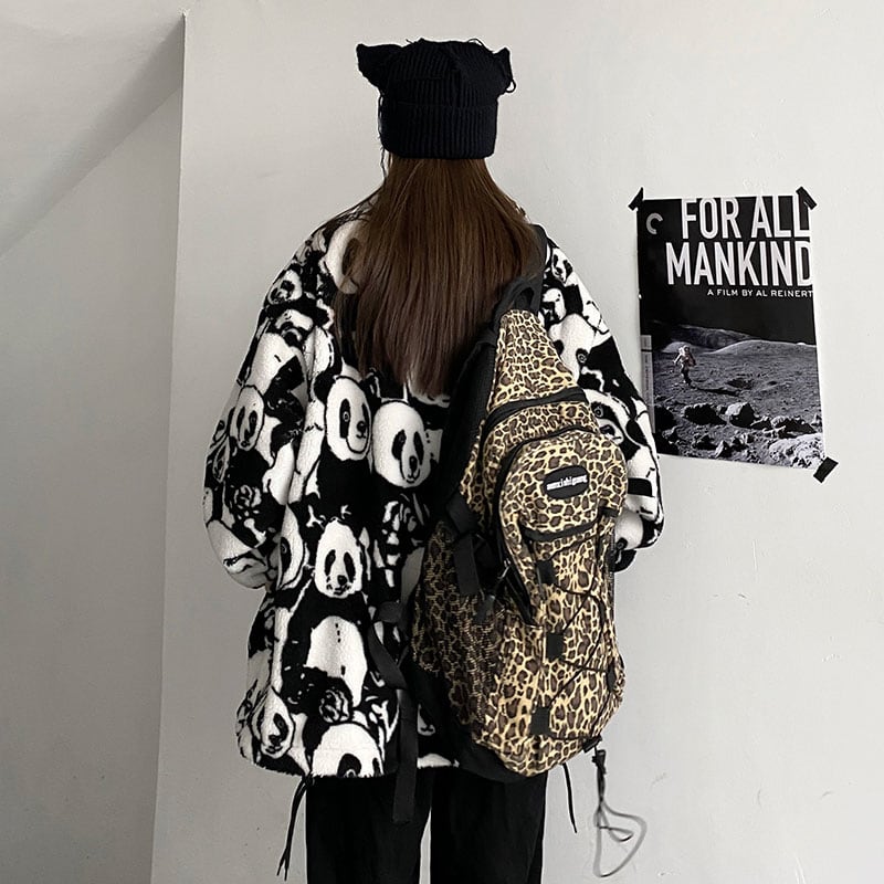 [MGJM Series] Double-sided outer coat, panda, loose, winter clothes, winter coat, black, black, fashion