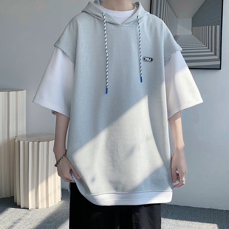 [KCSJ Series] ★Parker★ 2color Tops Unisex Men's Large Size Switchable Easy to Match White Gray Black