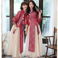 Load image into Gallery viewer, [Paper-dyed series] ★Party dress★ Chinese style tops + long skirt 6color SML LL 3L 4L Red
