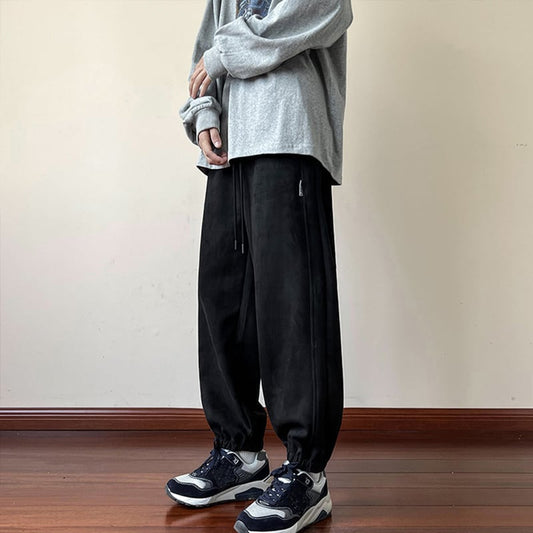 [PPDJ Series]★Casual Pants★ Regular type or brushed lining type 2color Bottoms Trousers Suede Unisex Men's Gray Black