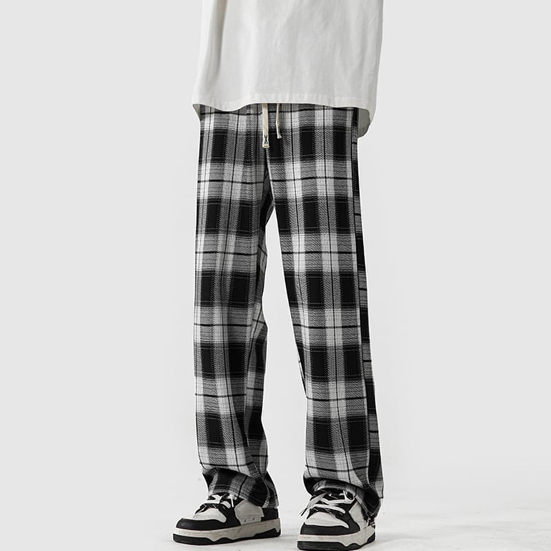 [GUIXIE Series] ★Casual Pants★ 2color Bottoms Trousers Unisex Men's Plaid Pattern Large Size Easy to Match