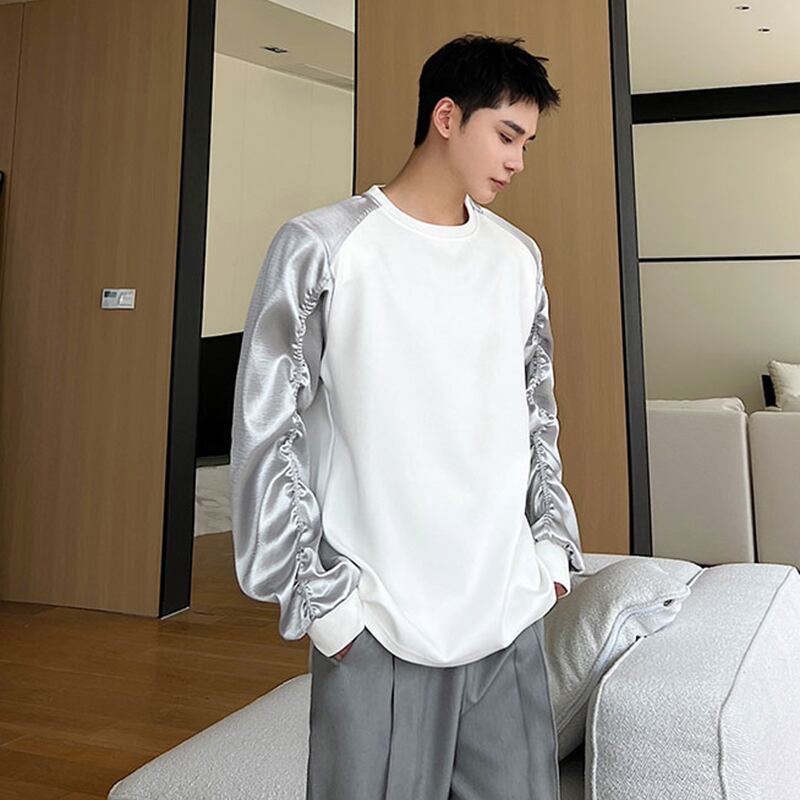 [Illustrated series] ★Tops★ Round neck Color scheme Unisex Men's White Stylish Easy to match