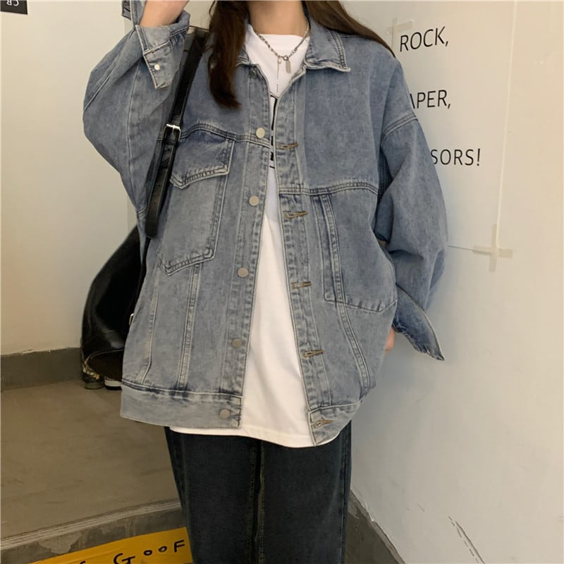 [KEKELI Series]★Denim Jacket★ Outerwear Jean Jean Asymmetrical Autumn Coordination Stylish Slimming Easy to match