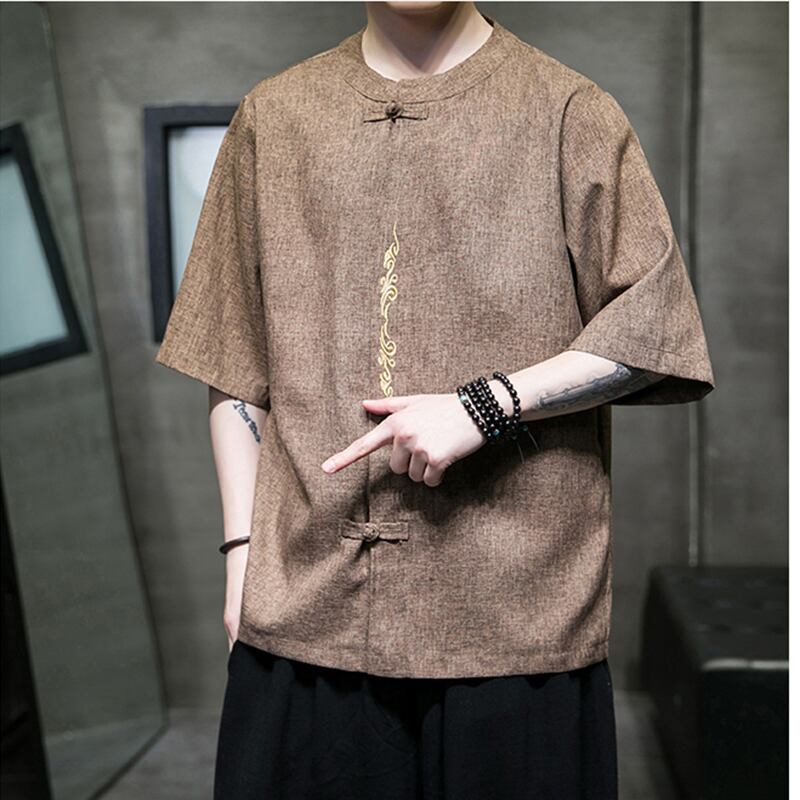 [JUNYI Series]★China style shirt★ Tops 3color Unisex Men's Large Size Embroidery Gray Red