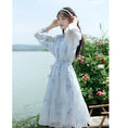 Load image into Gallery viewer, [Hakushu Series] ★2-piece dress set★ Hanging dress + long sleeve dress + chiffon Blue Blue Cute
