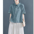 Load image into Gallery viewer, [Qing series] ★China style tops★ 4 colors cotton linen POLO neck white blue red orange
