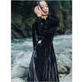 Load image into Gallery viewer, [Da Qinglong Shu Series] ★China style dress★ Improved cheongsam dress velvet long length black black improves temperament
