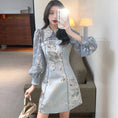 Load image into Gallery viewer, [Yuyubei Ura Series] ★Chinese style dress★ Switching lace blue blue cute date improving temperament
