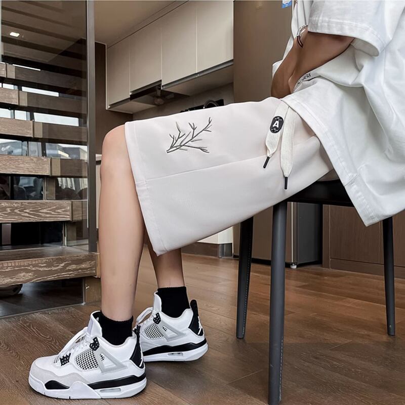 [Leonbinno Series] ★China Style Shorts★ 2color Embroidery Bamboo Casual Shorts Unisex Men's Black Beige