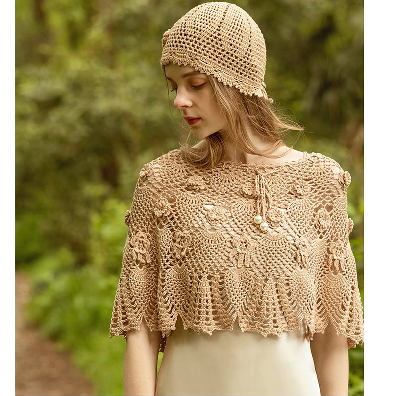 [Flower Series]★Hat★ 4color Cap Knitting Ladies Fashion Beige Light Brown White Black