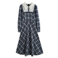 Load image into Gallery viewer, [Big Orange Series] ★One Piece★ Plaid Retro Ladies Commuting Date School Blue Blue Cute
