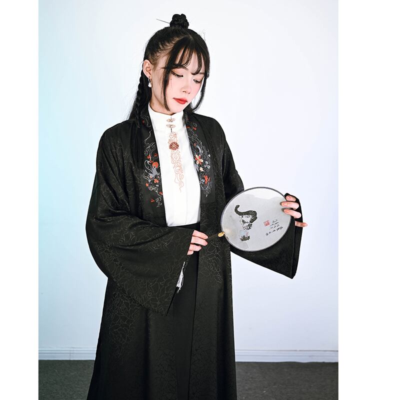 [Ancient Monster House---Four Wise Songs Series] ★Chinese style happi coat★ Chinese elements, Chinese clothing, long length, loose, black, black, original