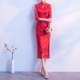 Load image into Gallery viewer, Embroidered Chinese dress, lace dress, large size, 4 colors to choose from
