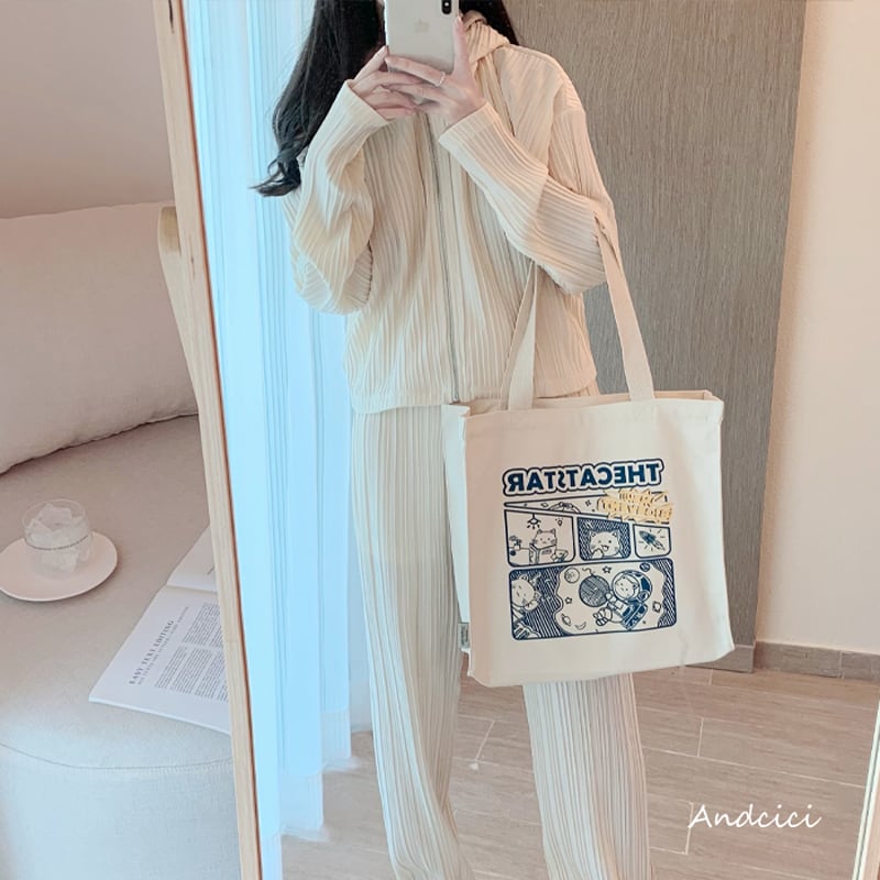 [Andcici Series] ★Bag★ Tote bag, canvas bag, large capacity, date, commuting to work, school, cute, ladies, easy to match