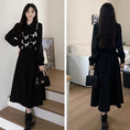 Load image into Gallery viewer, [CHUNYU Series] ★Dress★ Switchable long sleeve dress Floral pattern Black Black Large size Slimming and improving your temperament
