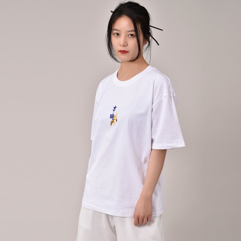 [Mumuki Series]★China style T-shirt or shorts★Short sleeve T-shirt Letter pattern 3color Unisex Men's Large size