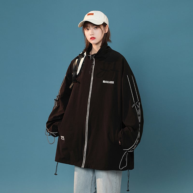 [Fujiiman Series] ★Jacket★ Outerwear 3color switching gray black white unisex easy to match