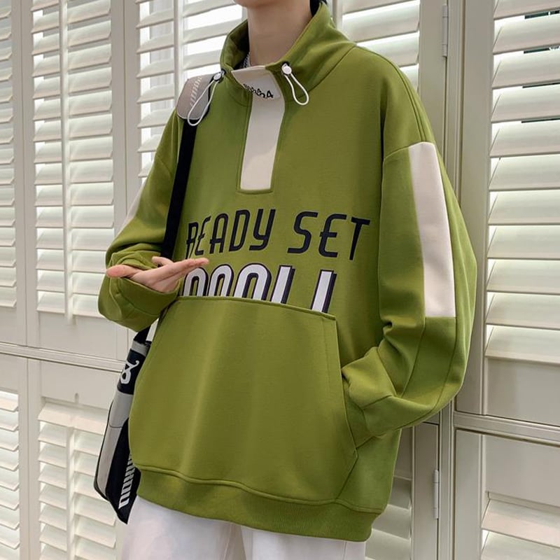 [ZUOFEILI series] ★Tops★ 4color sweatshirt unisex men's large size stand neck