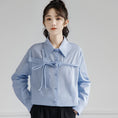 Load image into Gallery viewer, [ZISU0 Series]★Shirt★ Tops Designed Fashion Retro Blue Blue Commuting Office Lady Easy to match
