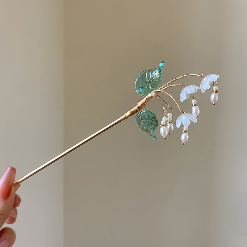 [Liaoyuan Series] ★Chinese style hair ornament★ 1 hairpin, old-fashioned women's accessories, lily of the valley, bell orchid, fringe