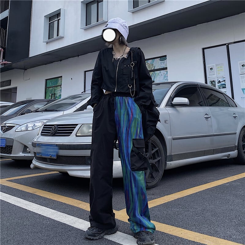 [Miyakoya Series]★Casual Pants★ Polarized switching pants bottoms street wide pants unisex gaucho pants