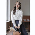 Load image into Gallery viewer, [SAIERMO series]★China style shirt★ Tops Chinese button cotton cute stand neck long sleeve shirt white
