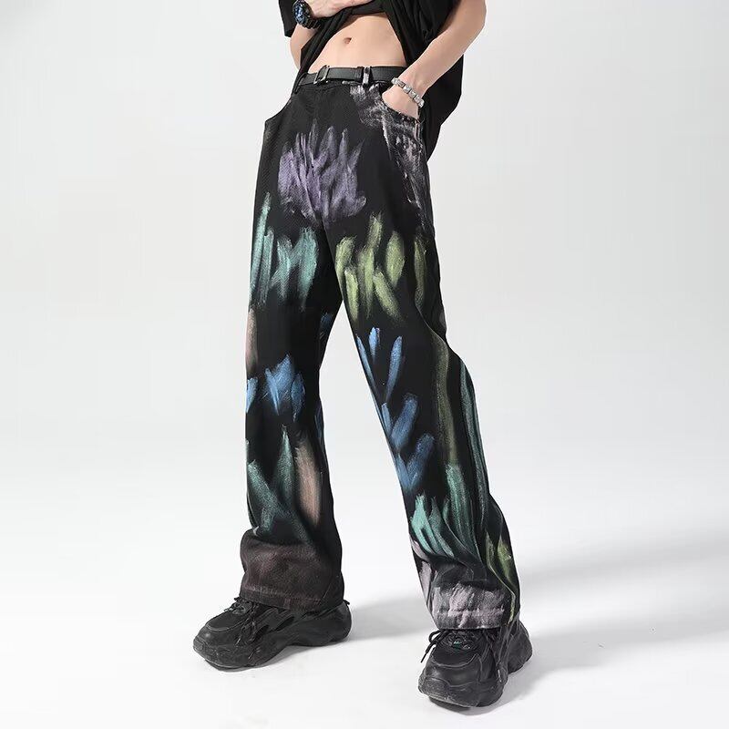 [CHAOMEICHEN Series]★Denim Pants★ 2color Graffiti Bottoms Pants Men's Large Size White Black