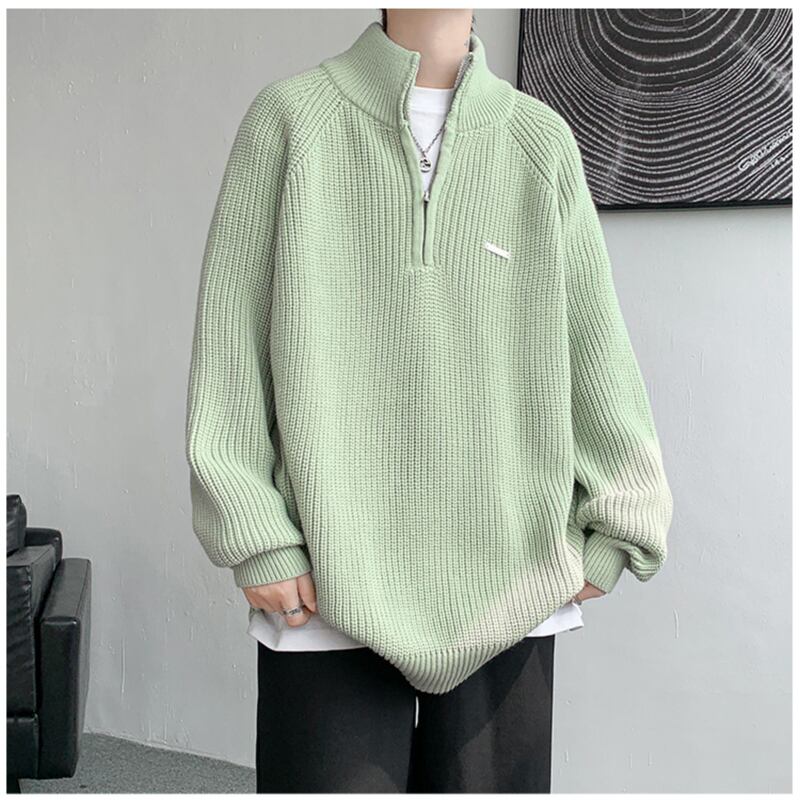 [Leonbinno Series]★Sweater★ 3color Knit Tops Unisex Men's Large Size Black Green Brown