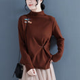 Load image into Gallery viewer, [Qing series]★China style tops★ 5color embroidery Chinese button beige dark brown red blue black
