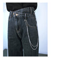 Load image into Gallery viewer, [Kokaisha---Tide Law Series] ★Denim pants with chain★ 2color bottoms slimming black gray blue SML XL
