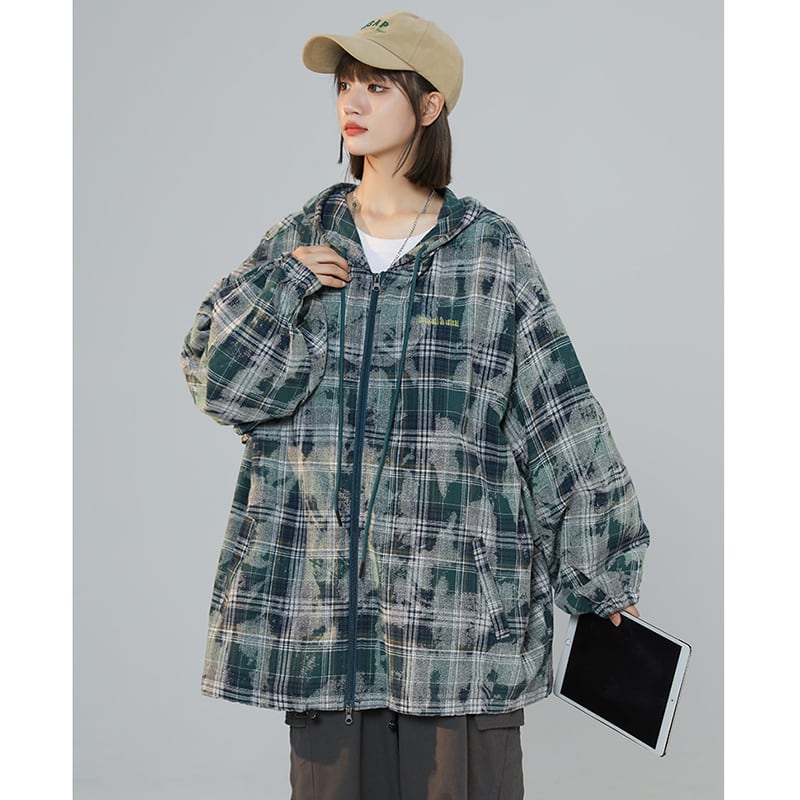 [Fujiiman Series] ★Jacket★ 3color Tops Outerwear Unisex Men's Large Size Plaid Pattern Loose