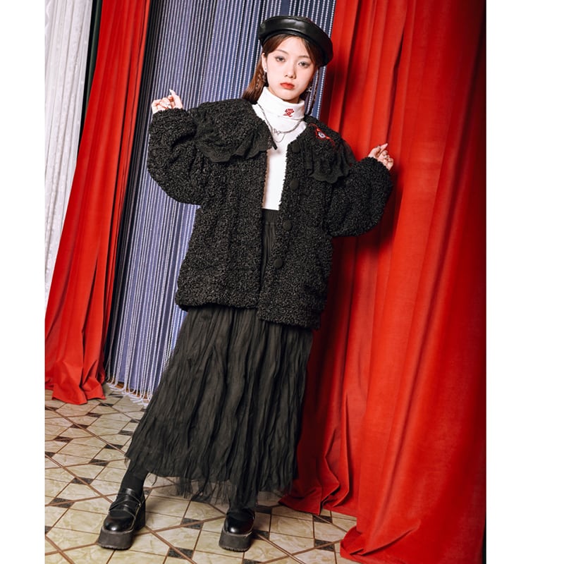 [Old Monster---Eyeball Rose Series] ★China style coat★ Winter coat, thick, warm, winter clothes, embroidery, black, black