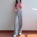 Load image into Gallery viewer, [REHUO Series]★Denim Pants★ Trousers Bottoms Rose Print Spring/Summer Light Blue Blue Stylish
