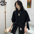 Gallery viewerに画像を読み込む, 【Styleシリーズ】★ネクタイ付きシャツ★ 半袖シャツ トップス 男女兼用 メンズ ブラック 黒い カジュアル
