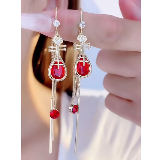 [CINSHEE Series] ★Chinese style earring★ Earrings 2color Chinese style accessories Red Blue Red Blue