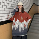 [CHAOPANG Series]★Sweater★ Tops 2color Unisex Men's Snow Mountain Christmas Black Red Black Red