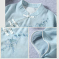 Load image into Gallery viewer, [Qing series]★China style tops★ 3color three-quarter sleeve color scheme blue white pink blue white retro literary style
