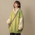 Load image into Gallery viewer, [Suikoishi Series]★Sweater★ Tops 4color Unisex Men's Fake Layered Green Beige Blue Black
