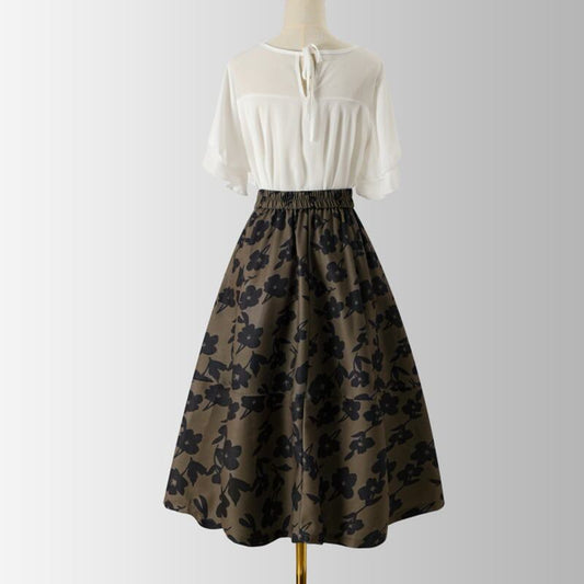 [MOERBEN Series] ★Floral Skirt★ Bottoms High Waist Temperament Enhancement Retro Ladies Large Size