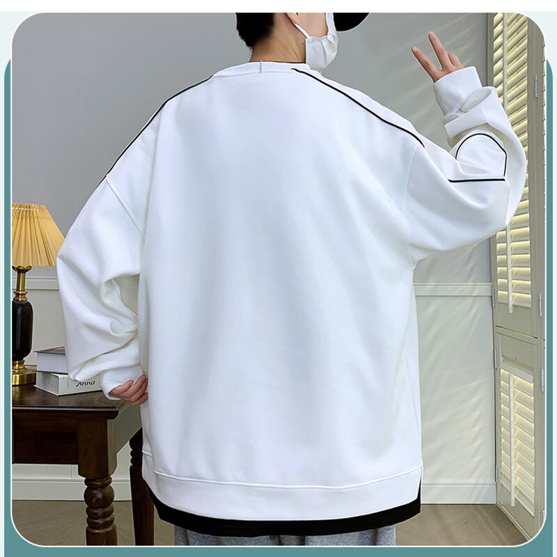 [ZFL Series] ★Tops★ 5color Faux Layered Unisex Men's Large Size White Black Green Brown Gray