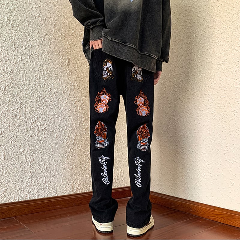 [YOULIN Series]★Denim Pants★ 2color Bottoms Trousers Unisex Men's Large Size Unique Slimming