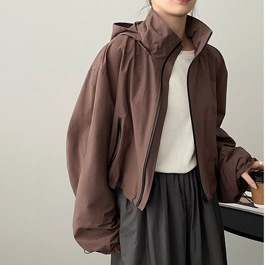 [Tenkawa Series] ★Outer★ 2color Jacket Short Length Simple Easy to Match Blue Coffee Color