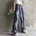 Load image into Gallery viewer, [Miyakoya Series]★Casual Pants★ 2color Blue or Black Pants Bottoms Vertical Stripes Gaucho Pants Gaucho
