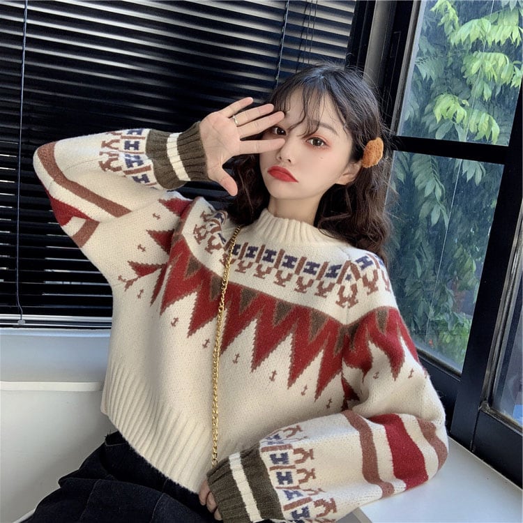 [XIAOXIN Series] ★Sweater★ Tops Christmas Short Length Cute New Year Date Autumn/Winter Clothes Easy to match