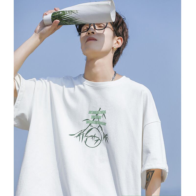 [MANYSTON Series]★T-shirt★ Tops 3color Unisex Men's Short Sleeve White Black Green